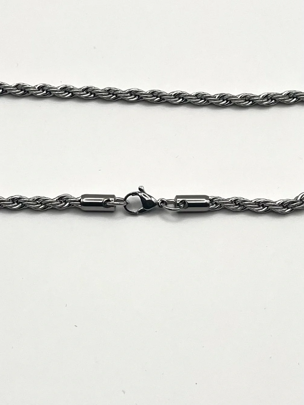 4mm Silver Plated Rope Chain Necklace 20” Men’s Unisex Jewelry